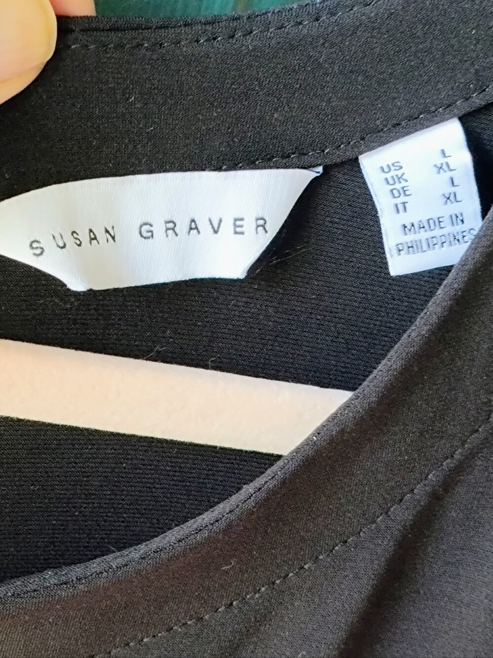Susan Graver Liquid Knit Black, Button, Keyhole Leopard Print Tie Detail In Back - Picture 3 of 3